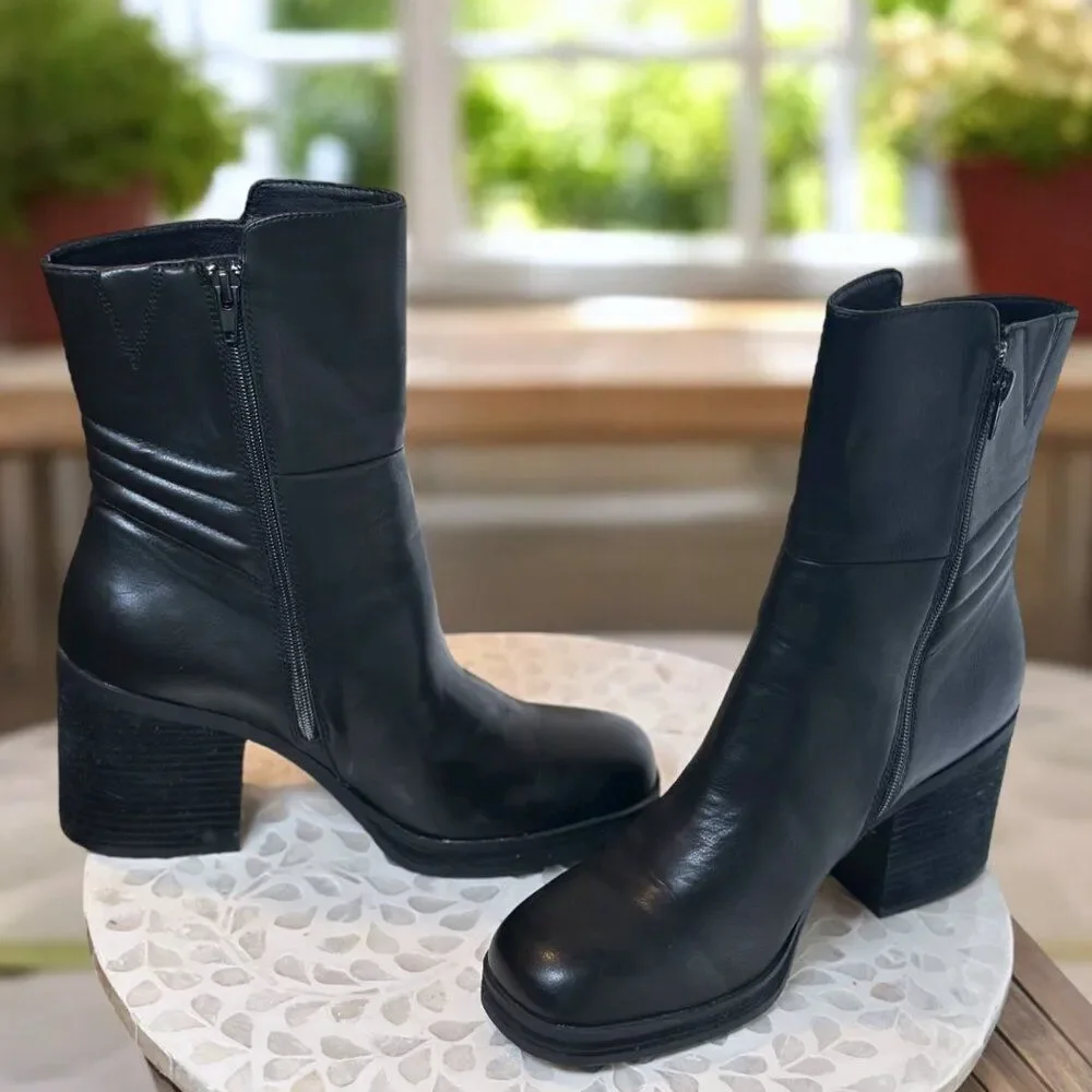Kork-Ease Korks Moergan Black Block Heel Ankle Boots Womens 10 - Picture 7 of 13